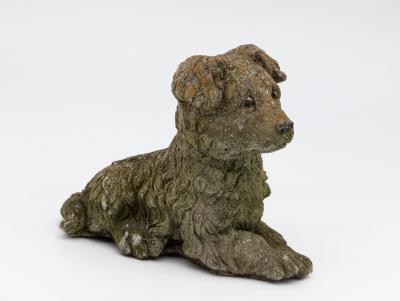 Vintage Reconstituted Stone Dog Terrier English Mid 20th C 