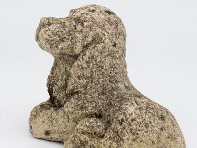 Vintage Reconstituted Stone Puppy or Dog Spaniel Garden Ornament 20th Century