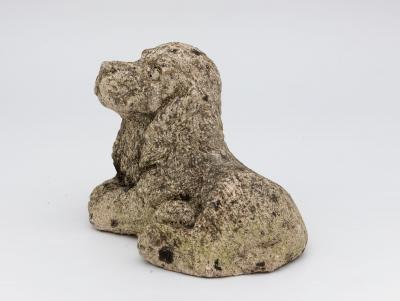Vintage Reconstituted Stone Puppy or Dog Spaniel Garden Ornament 20th Century