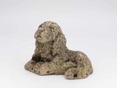Vintage Reconstituted Stone Puppy or Dog Spaniel Garden Ornament 20th Century