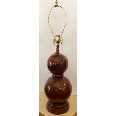 Vintage Red Majolica Pottery Double Gourd Lamp