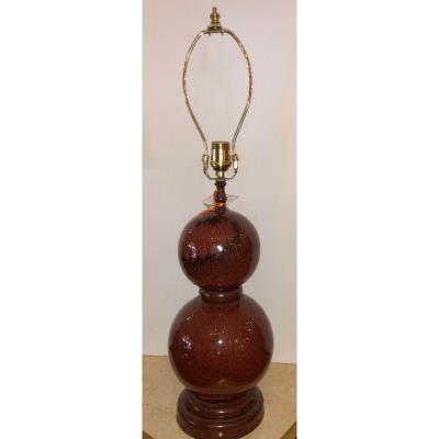 Vintage Red Majolica Pottery Double Gourd Lamp