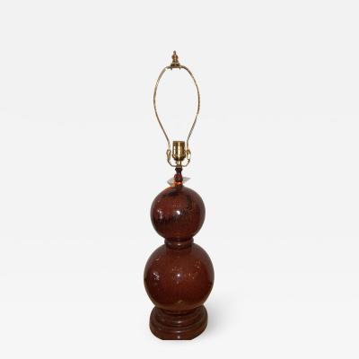 Vintage Red Majolica Pottery Double Gourd Lamp