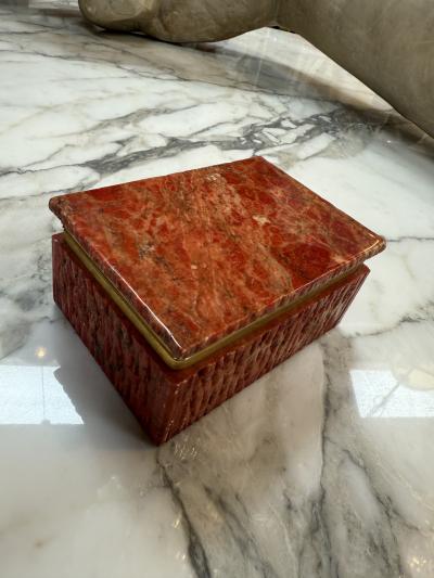 Vintage Red Onyx Stone Jewelry or Trinket Box