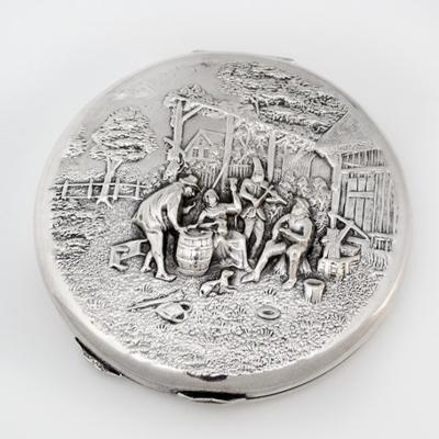 Vintage Respose Sterling Silver Round Compact Puff Case Mirror