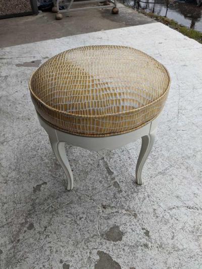 Vintage Restored Hollywood Regency Style Ottoman with Swivel