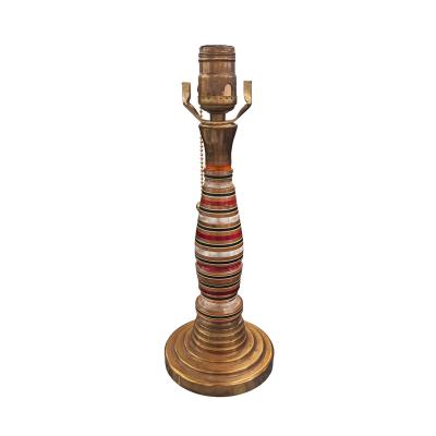 Vintage Retro Modern Red Black and Copper Band Table Lamp