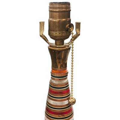 Vintage Retro Modern Red Black and Copper Band Table Lamp