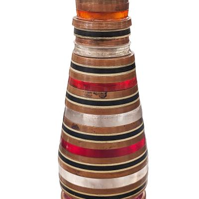 Vintage Retro Modern Red Black and Copper Band Table Lamp