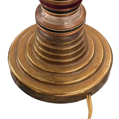Vintage Retro Modern Red Black and Copper Band Table Lamp