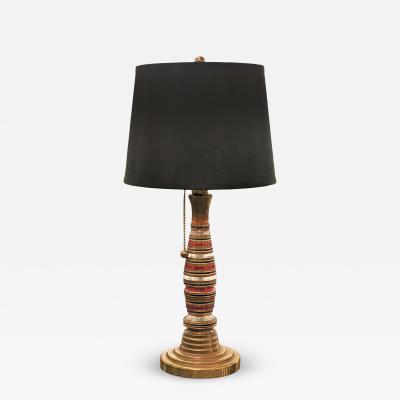 Vintage Retro Modern Red Black and Copper Band Table Lamp