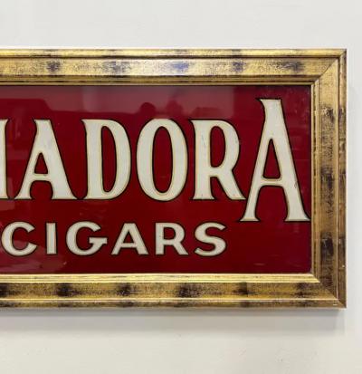 Vintage Reverse Painted Glass LaPrimadora Havana Cigar Sign Advertising