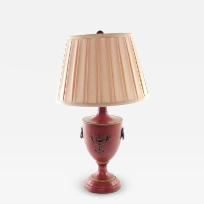 Vintage Rust Painted Tole Chestnut Urn Lamp circa 1950