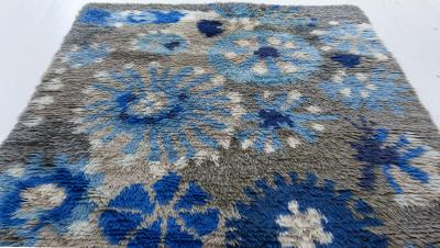 Vintage Rya Rug by Margareta Grandin Nettles Bla Flora 