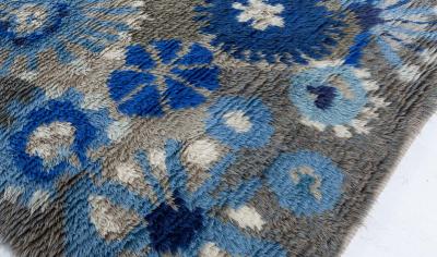 Vintage Rya Rug by Margareta Grandin Nettles Bla Flora 