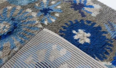 Vintage Rya Rug by Margareta Grandin Nettles Bla Flora 