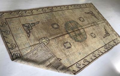 Vintage Samarkand Brown Handmade Wool Rug