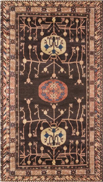 Vintage Samarkand Brown Handmade Wool Rug