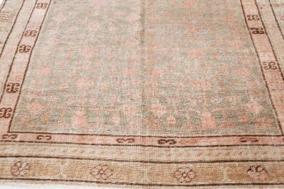 Vintage Samarkand Khotan Botanic Handmade Wool Rug