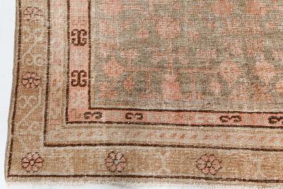 Vintage Samarkand Khotan Botanic Handmade Wool Rug
