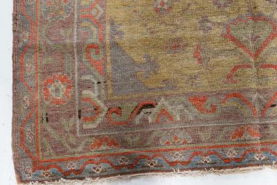 Vintage Samarkand Khotan Green Handmade Wool Carpet