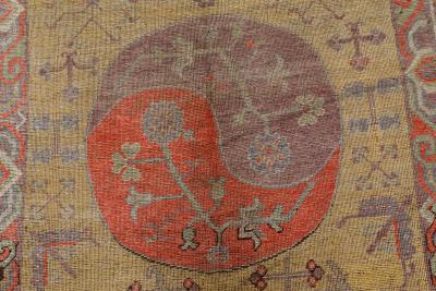 Vintage Samarkand Khotan Green Handmade Wool Carpet