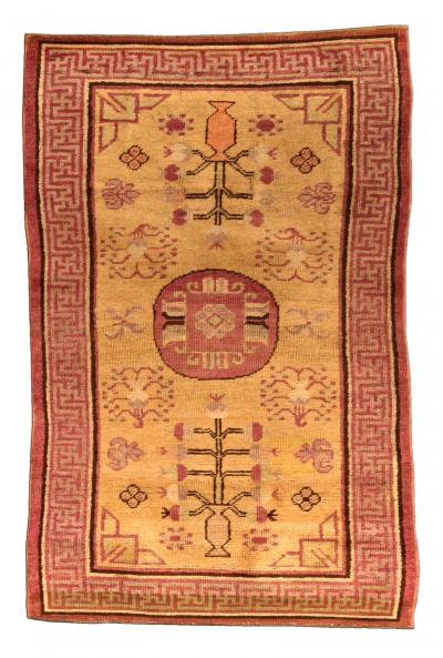 Vintage Samarkand Khotan Handmade Wool Carpet