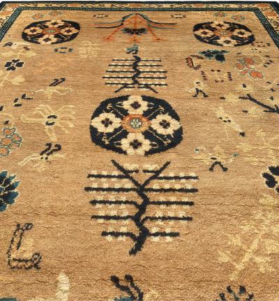 Vintage Samarkand Khotan Handmade Wool Carpet