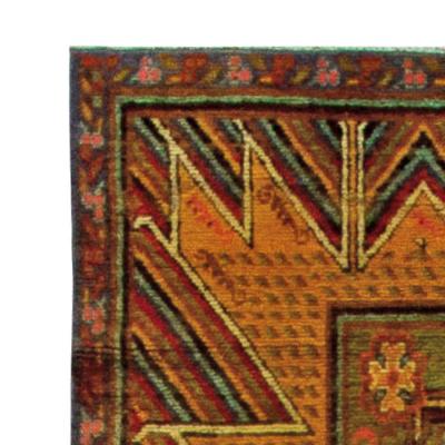 Vintage Samarkand Red Yellow Handmade Wool Rug