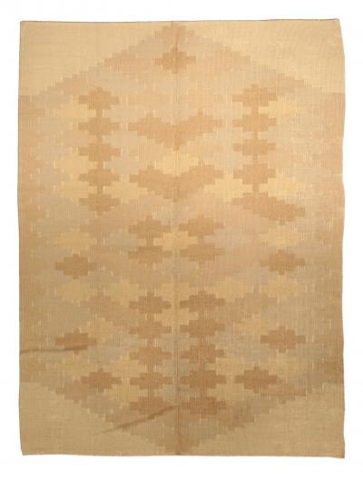 Vintage Scandinavian Beige Handmade Wool Rug