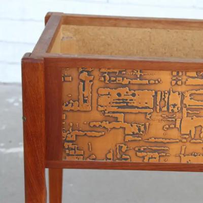 Vintage Scandinavian Planter with Pressed Copper Sides