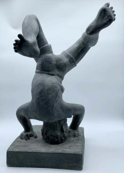 Vintage Sculpture of a Boy Doing a Handstand