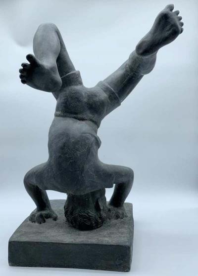 Vintage Sculpture of a Boy Doing a Handstand