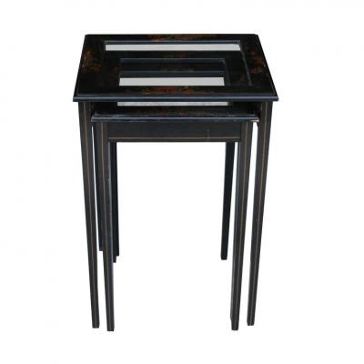 Vintage Set of 3 Japanned Nesting Tables