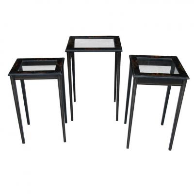 Vintage Set of 3 Japanned Nesting Tables