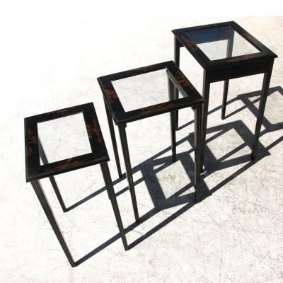 Vintage Set of 3 Japanned Nesting Tables