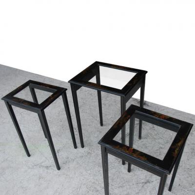Vintage Set of 3 Japanned Nesting Tables