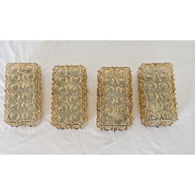 Vintage Set of Four Glass Wall Sconces
