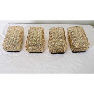 Vintage Set of Four Glass Wall Sconces