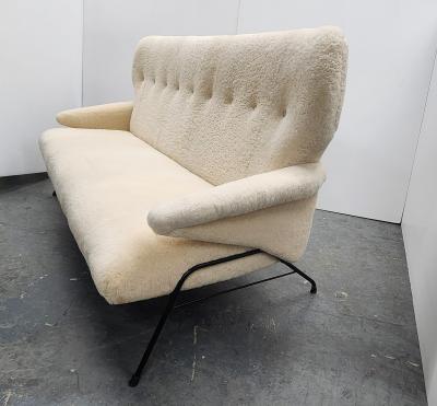 Vintage Shearling Settee 1950s