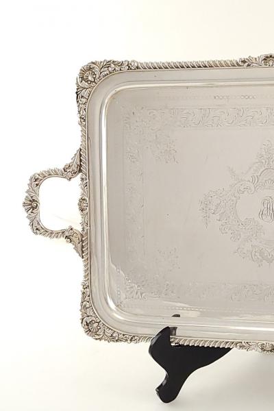 Vintage Silver Plated Serving Tray in the Georgian Style circa 1960