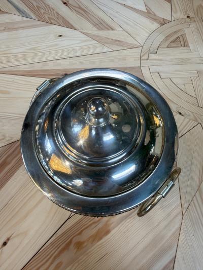 Vintage Silver Plated Woven Metal Ice Bucket with Lid