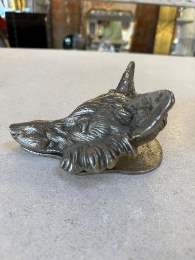 Vintage Silver Tone Fox Head Paper Clip Desk Accessory