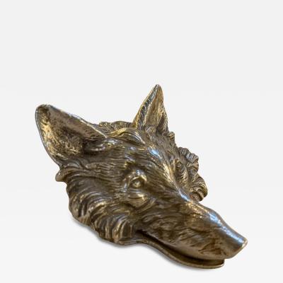 Vintage Silver Tone Fox Head Paper Clip Desk Accessory