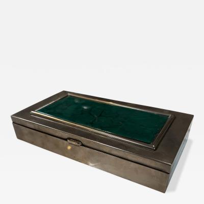 Vintage Silverplate Box with Malachite Inlay Lid