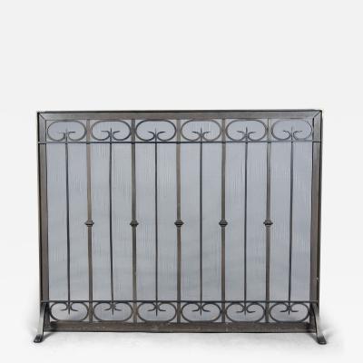 Vintage Single Panel Steel Fireplace Screen