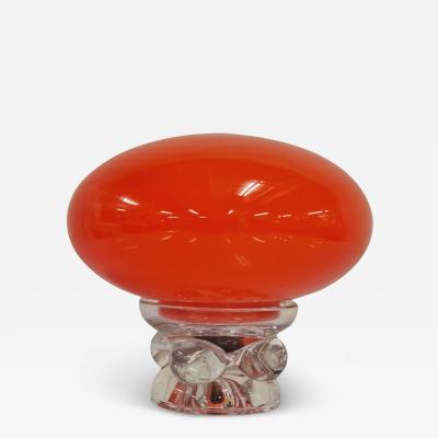 Vintage Space Age Art Glass Table Lamp Red Mushroom 1970s