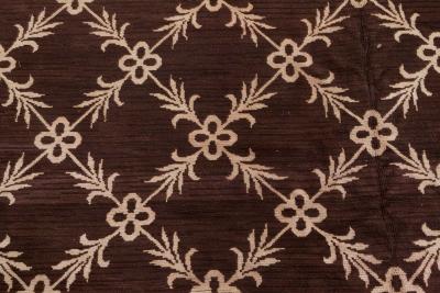 Vintage Spanish Chocolate Brown and Ivory Handwoven Wool Carpet