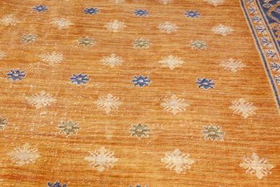 Vintage Spanish Light Brown and Blue Handwoven Wool Rug