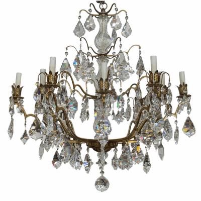 Vintage St Louis French Crystal Bronze Chandelier